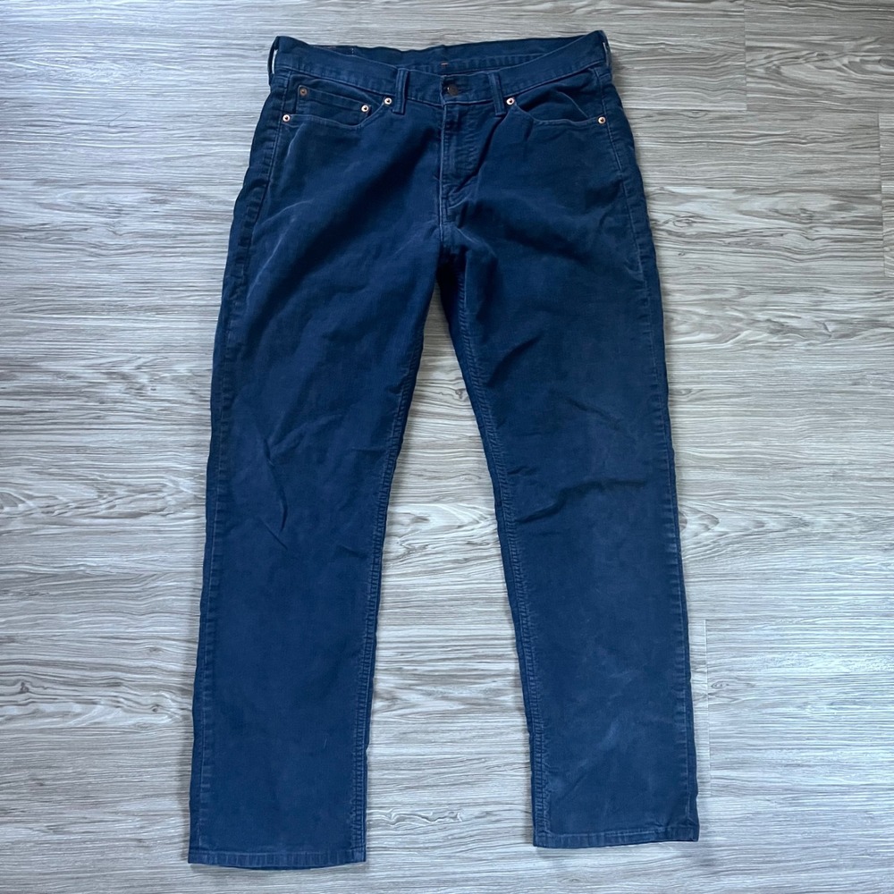 Levis 514 Straight Fit Corduroy Pants Mens 32x32 Navy Blue Trousers 00514-0796